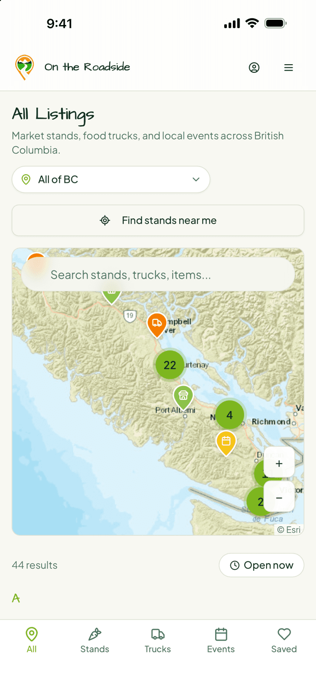 Every stand, truck and market event on one map